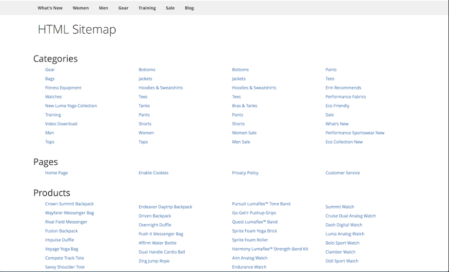 Sitemap Page Example