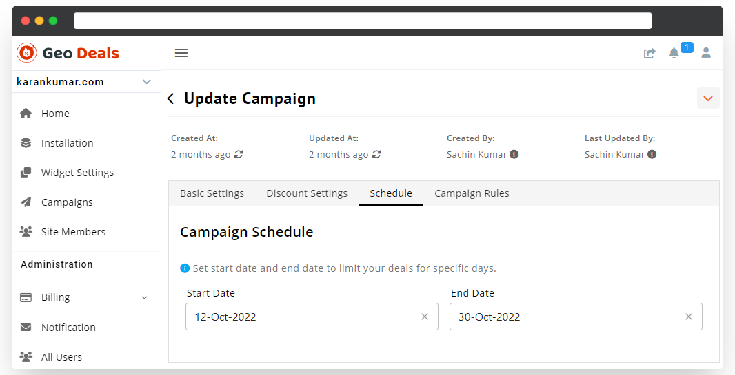 Discount Campaign Schedule