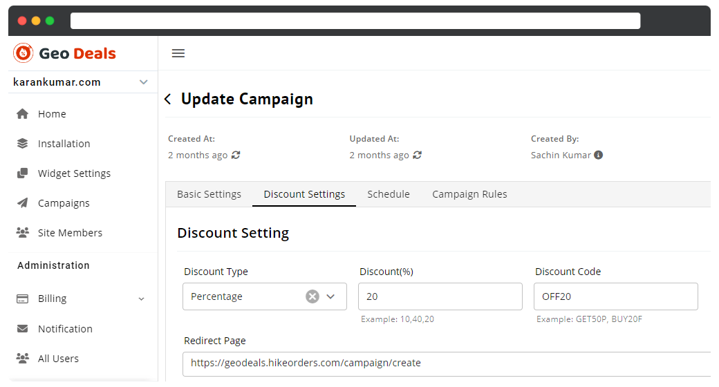Discount Campaign Schedule